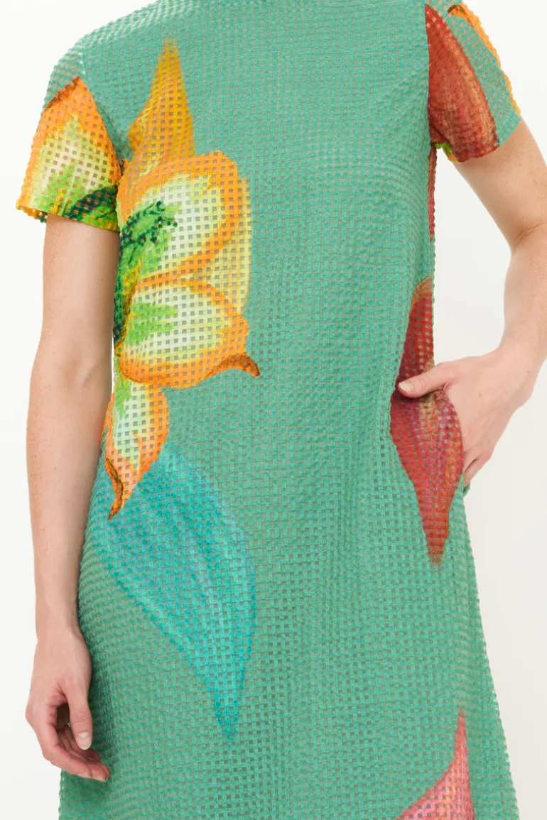 Short Sleeve Shift Maxi- Hibiscus Sage