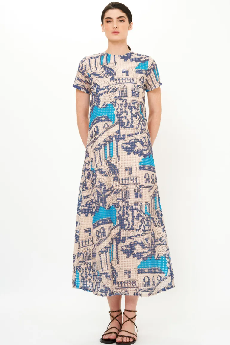 Short Sleeve Shift Maxi- Roma Blue