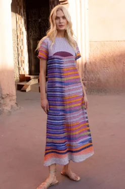 Short Sleeve Shift Maxi- Solstice Blue