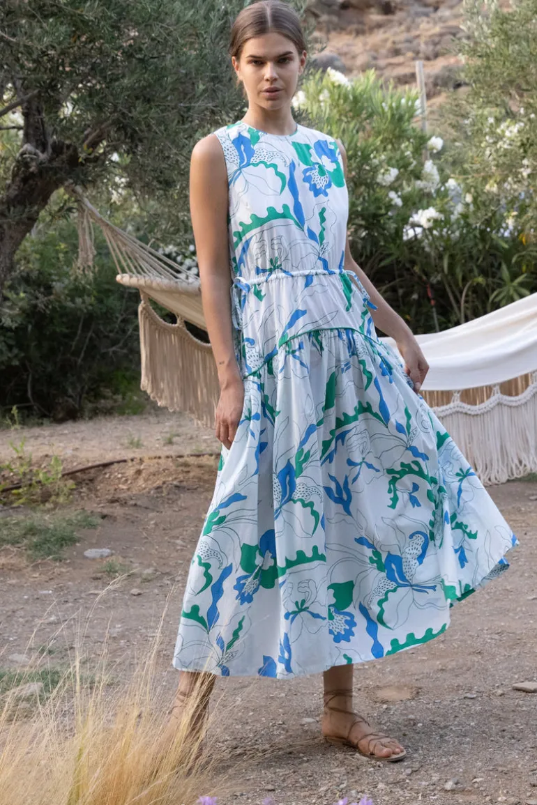 Sleeveless Piped Maxi- Orchid Green