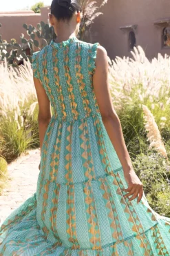 Sleeveless Smocked Maxi- Ascot Teal