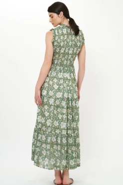 Sleeveless Smocked Maxi- Ivy Olive