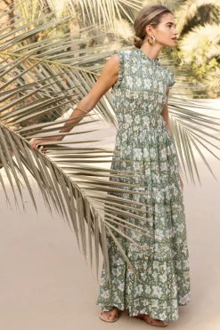 Sleeveless Smocked Maxi- Ivy Olive