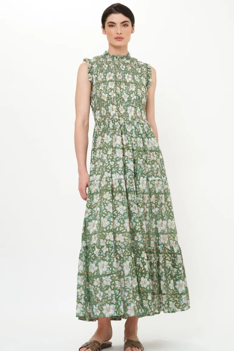 Sleeveless Smocked Maxi- Ivy Olive