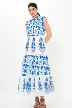 Sleeveless Smocked Maxi- Marion Blue
