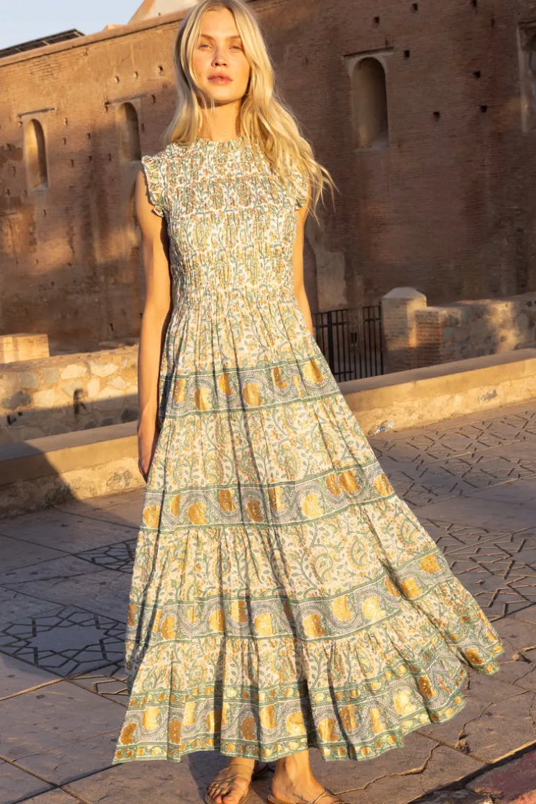 Sleeveless Smocked Maxi- Marseille Green