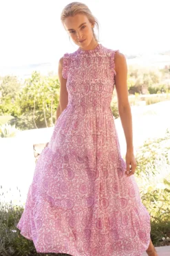 Sleeveless Smocked Maxi- Malta Pink