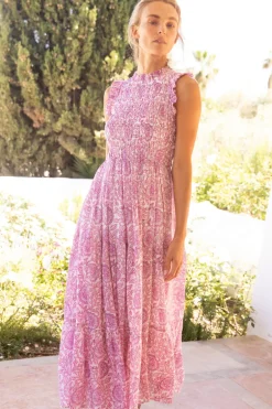 Sleeveless Smocked Maxi- Malta Pink