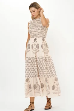 Sleeveless Smocked Maxi- Samba Black