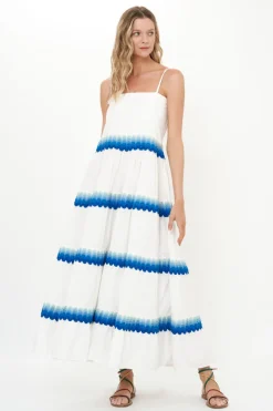 Smocked Back Maxi- Pacifica Blue