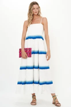 Smocked Back Maxi- Pacifica Blue