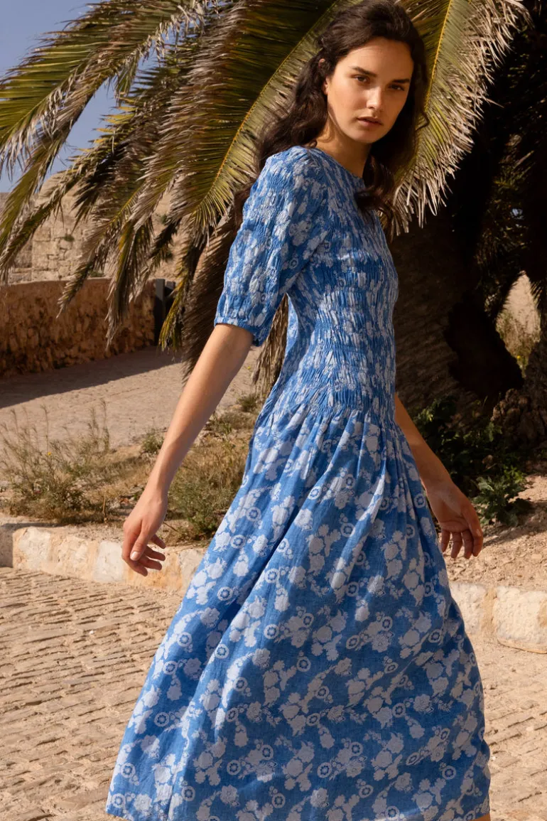 Smocked Drop Waist Maxi- Pretoria Navy