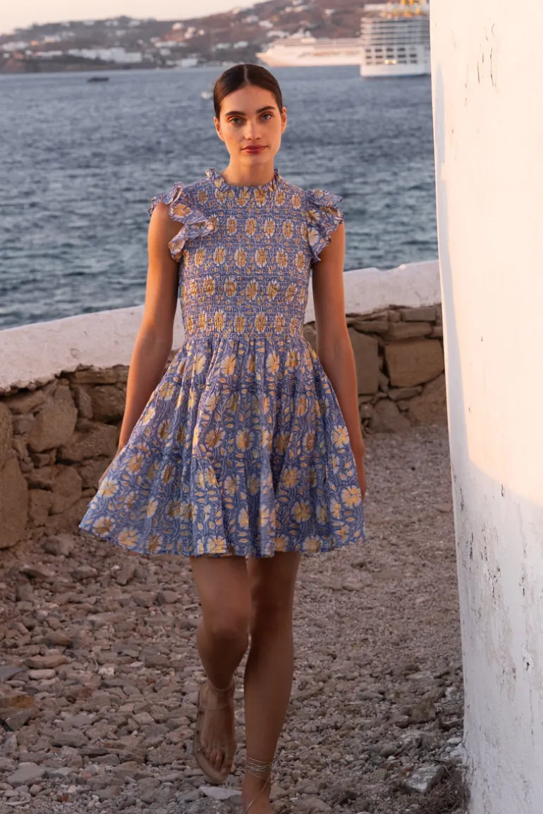 Smocked Flirty Short- Mughal Blue