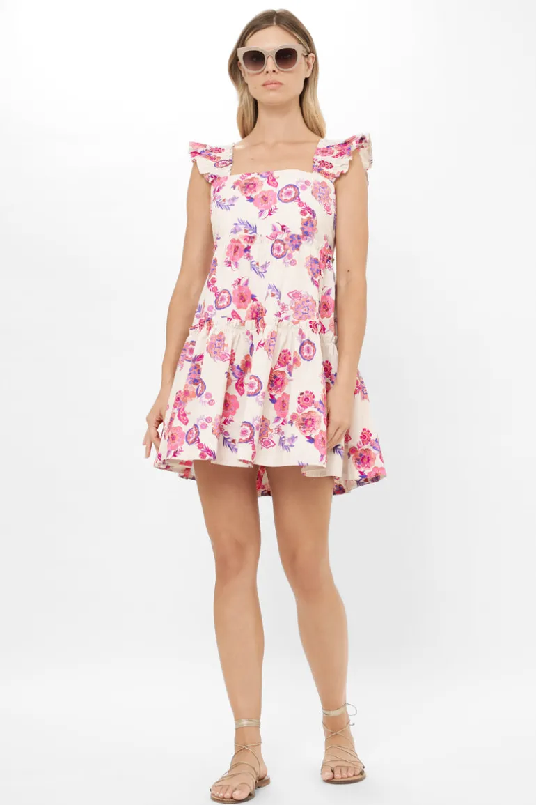 Smocked Square Neck Mini- Pretoria Pink