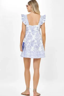 Smocked Square Neck Mini- Amadora Blue
