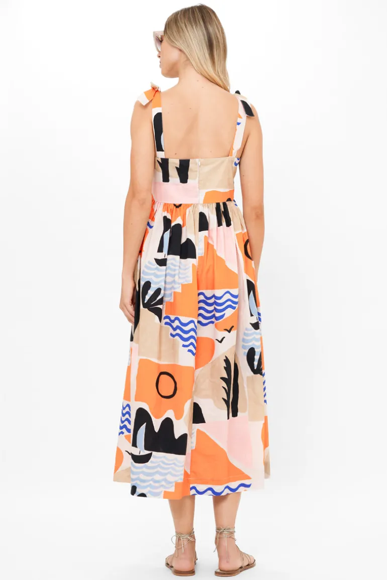 Tie Strap Pocket Midi- Riviera Orange