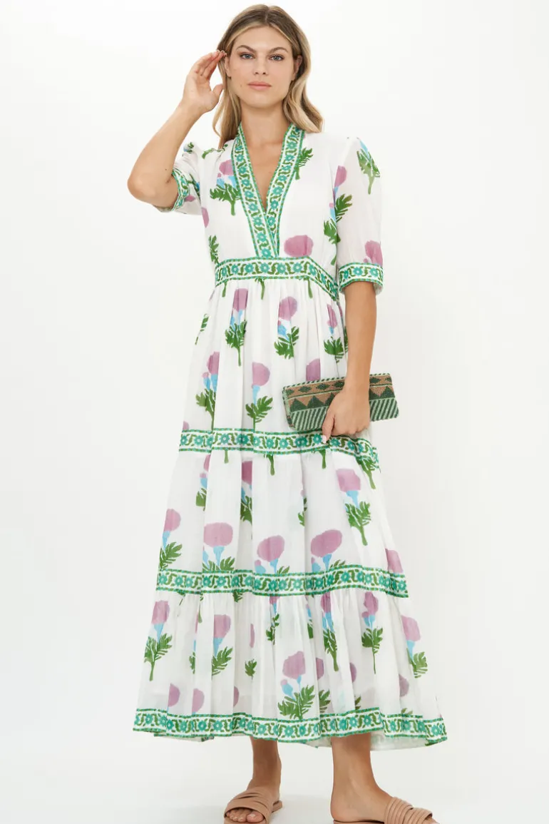 V-Neck Cuffed Maxi- Bloom Lilac
