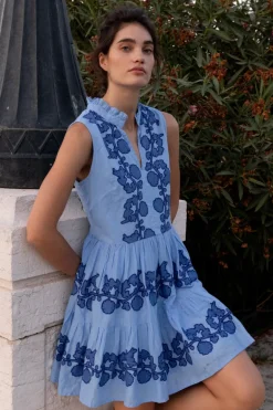 Yoke Dress- Tangier Blue